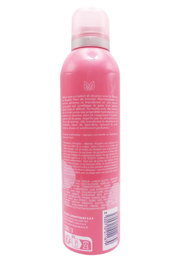 MOUSSE DE DOUCHE FLEUR DE CERISIER 200ML 3 dos pharmascience