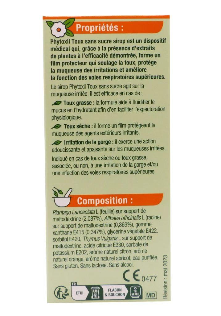 PHYTOXIL TOUX SECHE ET GRASSE SANS SUCRE 100ML 3 dos sirop 1