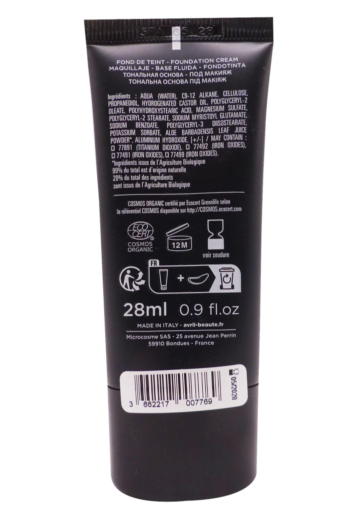 AVRIL CREME DE TEINT MATE BEIGE BIO 28 ML 3 fond de teint dos 717x1024 1