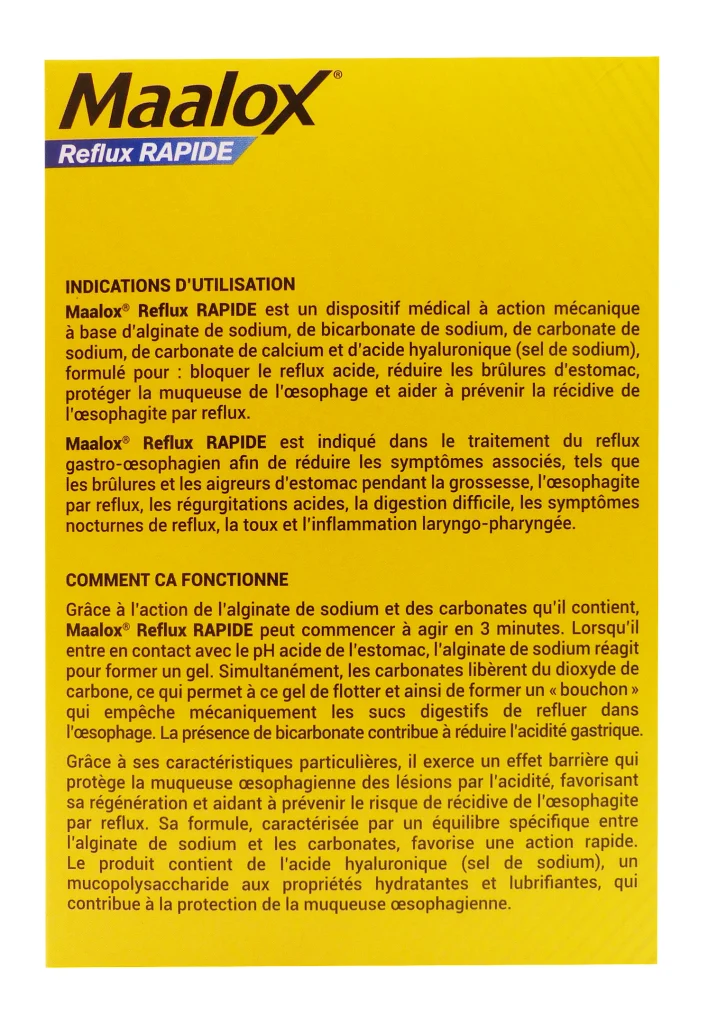 MAALOX REFLUX RAPIDE 20 SACHETS MENTHE 3 maalox dos