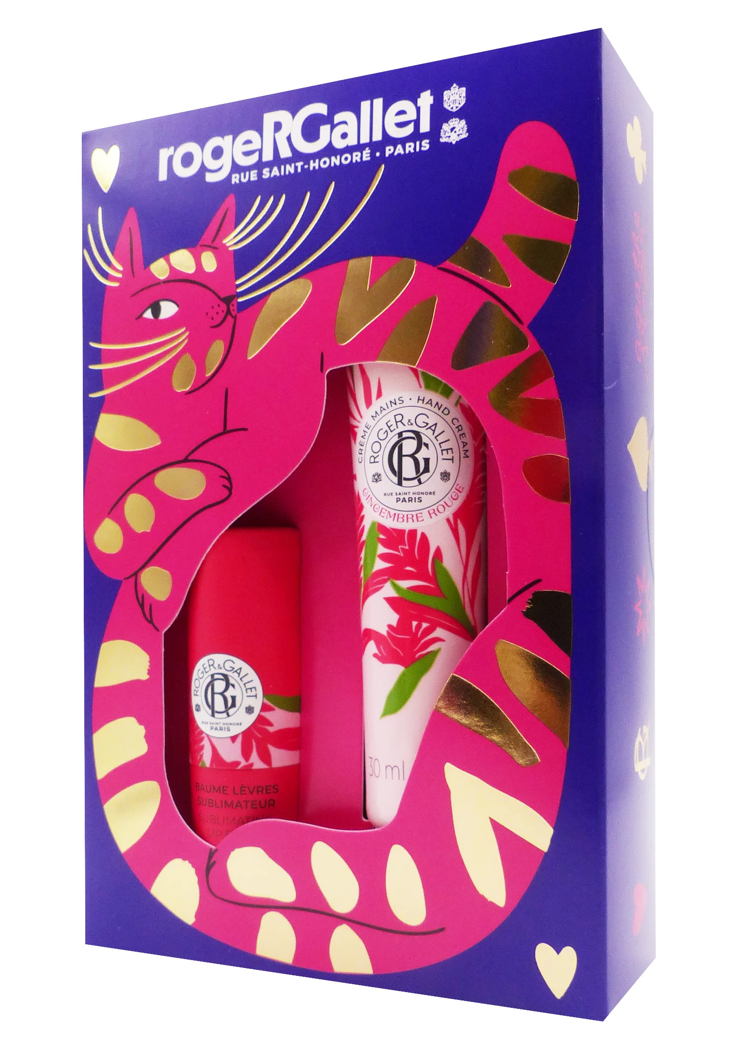 ROGER COFFRET NOEL BAUME A LEVRES SUBLIMANT GINGEMBRE ROUGE ET CREME MAINS 30 ML 1 roger gallet