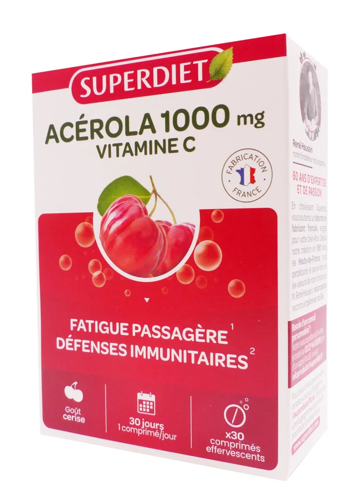 ACEROLA 1000 VITAMINE C 30 COMPRIMES EFFERVESCENTS 2 superdiet acerola 1000 vitamine c 30 comprimes effervescents