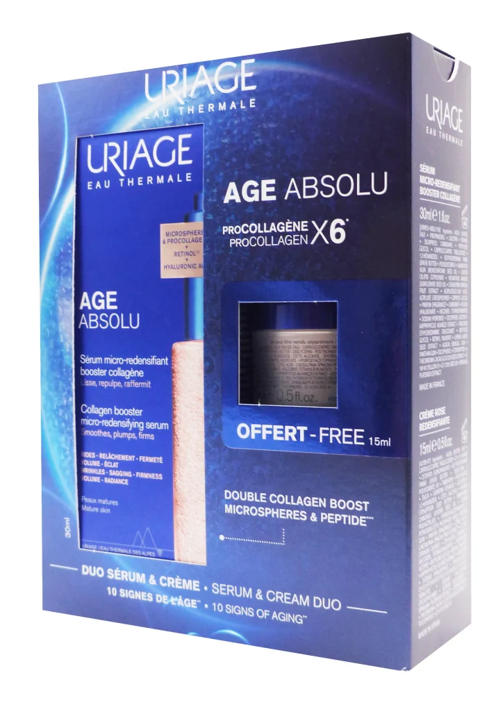 URIAGE COFFRET AGE ABSOLU SERUM 30 ML ET CREME ROSE 15 ML OFFERTE 2 uriage coffret
