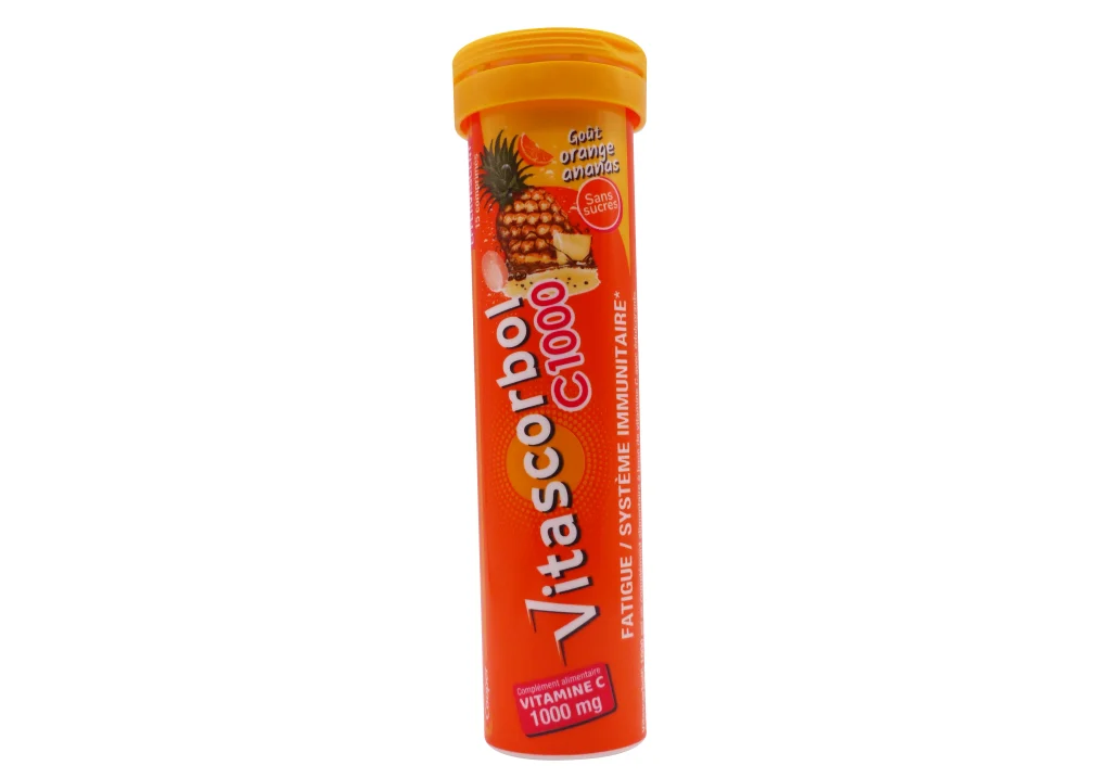 VITASCORBOL C1000 EFFERVESCENT ORANGE/ANANAS 15 COMPRIMES SANS SUCRES 2 vitascorbol c1000